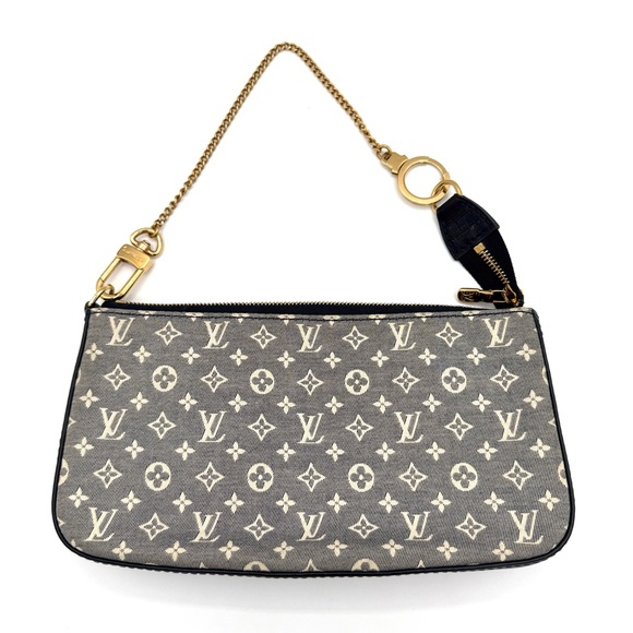 Louis Vuitton Handbags - Louis Vuitton Denim Navy Blue and Gold Monogram Canvas Pochette Bag